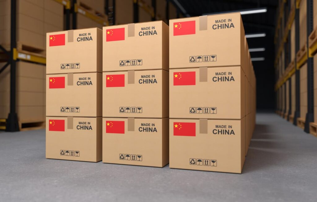 imagem de caixas escrito ''Made in China''